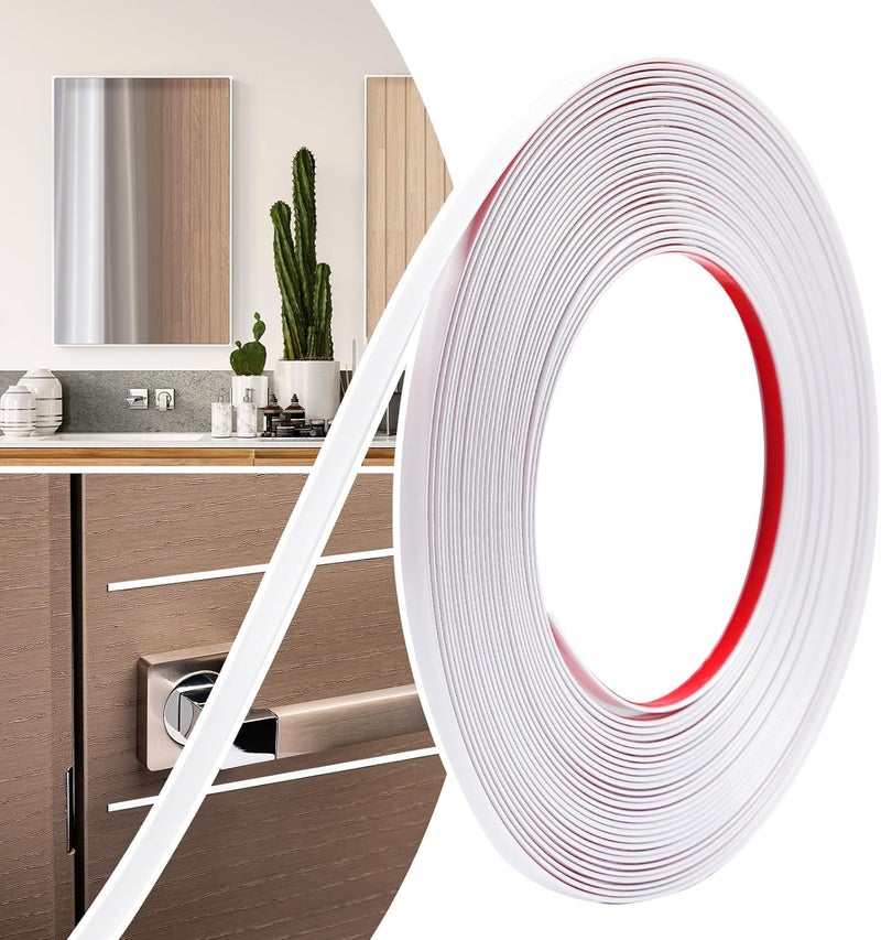 JSIWOTH 0.25in × 40Ft Peel and Stick Wall Molding Trim - Flexible Self Adhesive Molding Trim for Walls, Edges, Borders, Window Frames, Backsplash Tiles - White (Paintable) Waterproof Trim - Image 1